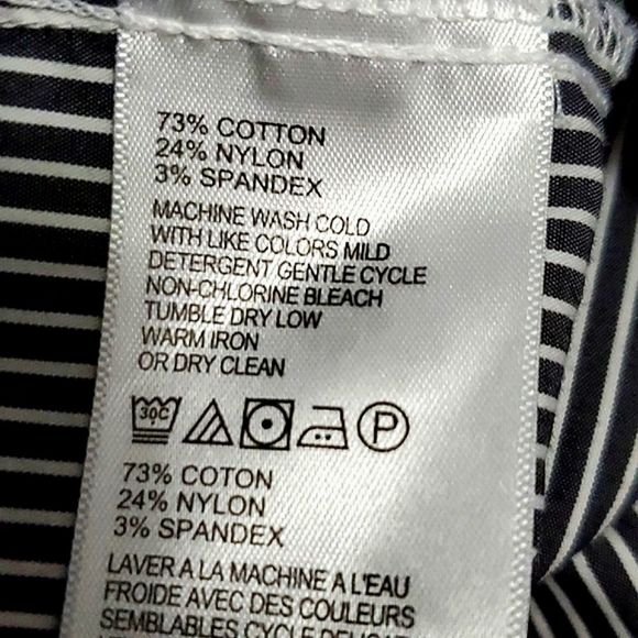 Tommy Bahama Boyfriend Navy & White Striped Oversized Button Down Tunic Shirt - Picture 12 of 12